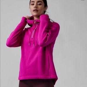 Athleta cozy 1/4 zip Hoodie in Electric Fuchsia. Size small